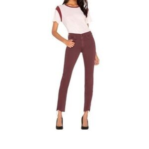 Mother Rascal Ankle Step Fray Jeans Women's 24 Plum Denim Mid Rise Casual